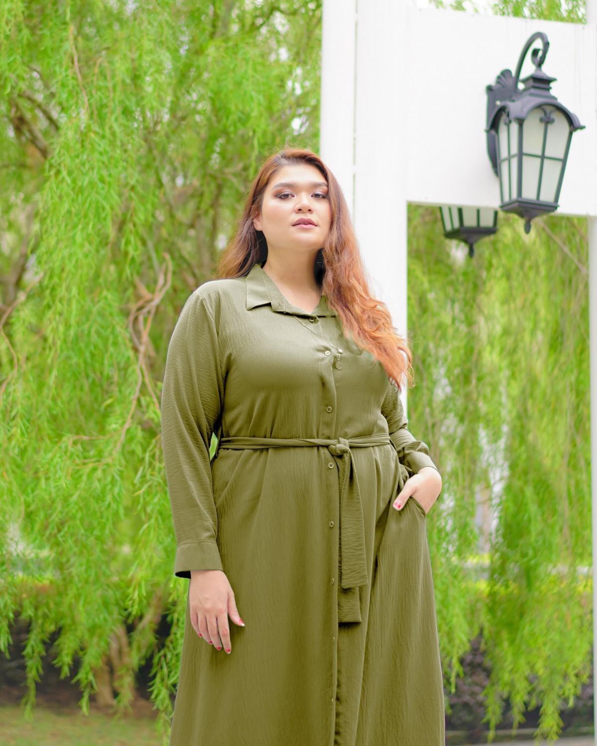 Mikayla Buttoned Dress (Olive Green)